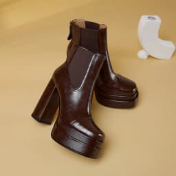 MILI-MIYA Fashion Platform Women Full Genuine Leather Ankle Boots Super High Thick Heels Solid Color Zippers Handmade For Ladies