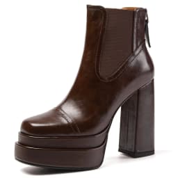 MILI-MIYA Fashion Platform Women Full Genuine Leather Ankle Boots Super High Thick Heels Solid Color Zippers Handmade For Ladies