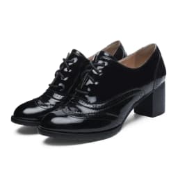 Big Size 43 Women Oxfords Retro High Thick Heels Brogues Blue Red Black Round Toe Party Dress Office Lady British Lace Up Shoes