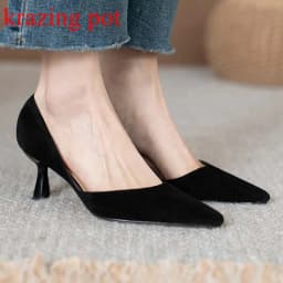 Krazing Pot Full Grain Leather Colorful Pointed Toe Stiletto High Heels Slip On Fashion Shallow Sexy Wedding Wholesale Ins Pumps