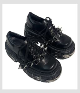 2025 Women Original Goth Heavy Metal Subculture Muffin Thick Bottom Small Punk Style Y2k Babes Single Platform Sneakers Shoes