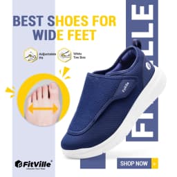FitVille Extra Wide Men's Diabetic Shoes for Elder Orthopedics Feet Swollen Adjustable Walking Shoe Elderly Foot Pain Relief