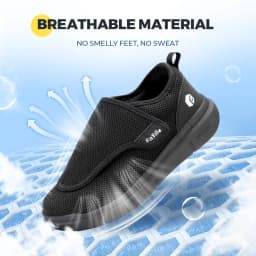 FitVille Extra Wide Men's Diabetic Shoes for Elder Orthopedics Feet Swollen Adjustable Walking Shoe Elderly Foot Pain Relief