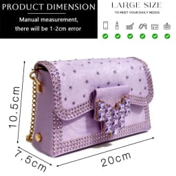 Elegant Women Rhinestone Pointed Toe Slingback Low Heel Party Wedding Shoes and Chain Bag Set Luxury Evening
