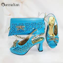 Elegant Women's Peep-Toe Heels and Matching Olive Color Diamond Pumps Set Stylish Italian Shoes and Bags for Parties