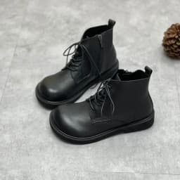 Wide Toe Shoes Handmade Genuine Leather Women's Boots Soft Bottom Side Zipper Casual Boots