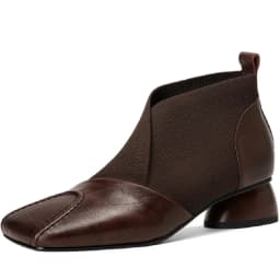 【JOCHEBED HU】Handmade Brand Genuine Leather Women Ankle Boots Mid Heels Square Toe Autumn Winter Dress Party Lady 34-43