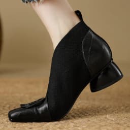 【JOCHEBED HU】Handmade Brand Genuine Leather Women Ankle Boots Mid Heels Square Toe Autumn Winter Dress Party Lady 34-43