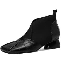 【JOCHEBED HU】Handmade Brand Genuine Leather Women Ankle Boots Mid Heels Square Toe Autumn Winter Dress Party Lady 34-43
