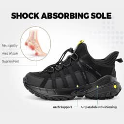 FitVille Wide Slip On Shoes For Men Walking Hiking Shoe Outdoor Trekking Loafer Arch Support Slip Resistant Wide Toe Box