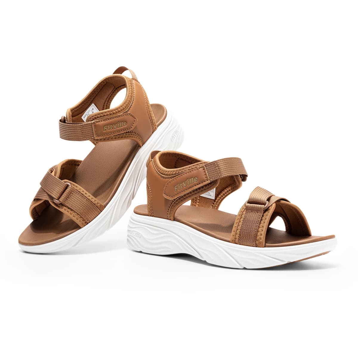 FitVille Wide Women'S Summer Sandals With Arch Support Lightweight Bohemian Casual Beach Wedge Sandals With Adjustable Strap