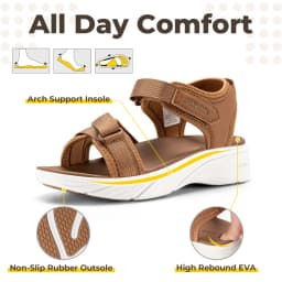 FitVille Wide Women'S Summer Sandals With Arch Support Lightweight Bohemian Casual Beach Wedge Sandals With Adjustable Strap
