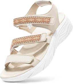 FitVille Wide Women'S Summer Sandals With Arch Support Lightweight Bohemian Casual Beach Wedge Sandals With Adjustable Strap