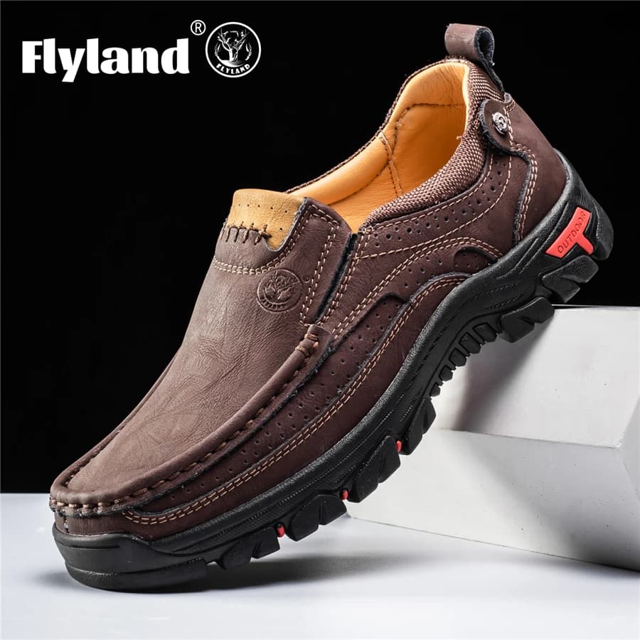 FLYLAND Men's Dress Shoes Fashion Leather Shoes Handmade Male Sapatos Hombre