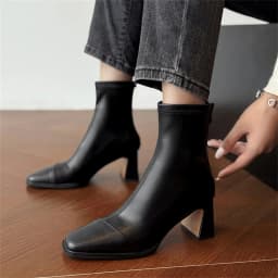 FEDONAS New Women Genuine Leather High Heels Ankle Boots Zipper Short Socks Boots Female Autumn Elegant Office Boots Boots