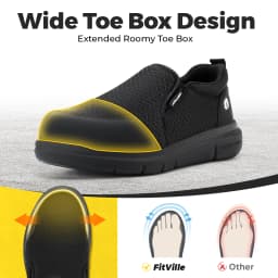 Fitville Wide Fit Mens Steel Toe Work Anti‑Smashing Anti‑Puncture Non‑Slip Safety Shoes For Construction Industrial Workplace