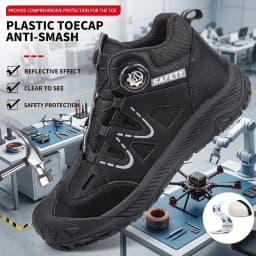 Safety Boots Men's Waterproof Leather Work Shoes Slip-Resistant Sole Puncture-Proof Steel Midsole Construction Site Footwear