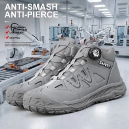 Safety Boots Men's Waterproof Leather Work Shoes Slip-Resistant Sole Puncture-Proof Steel Midsole Construction Site Footwear