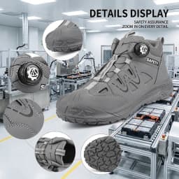Safety Boots Men's Waterproof Leather Work Shoes Slip-Resistant Sole Puncture-Proof Steel Midsole Construction Site Footwear