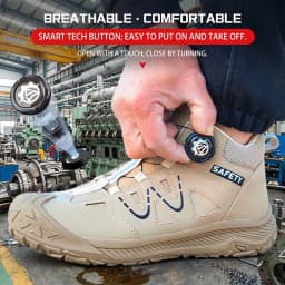 Safety Boots Men's Waterproof Leather Work Shoes Slip-Resistant Sole Puncture-Proof Steel Midsole Construction Site Footwear