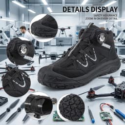 Safety Boots Men's Waterproof Leather Work Shoes Slip-Resistant Sole Puncture-Proof Steel Midsole Construction Site Footwear