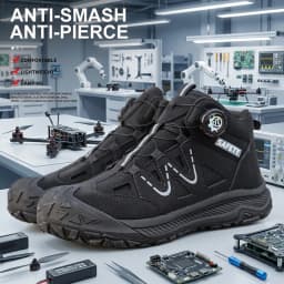 Safety Boots Men's Waterproof Leather Work Shoes Slip-Resistant Sole Puncture-Proof Steel Midsole Construction Site Footwear