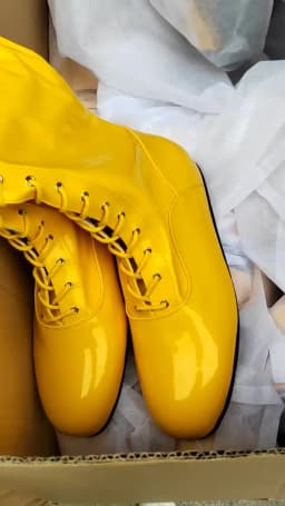 Hogan Yellow Black Wrestling Boots Pro Lace Up High Top Leather Mens Ring Costume Boots Wrestling Shoes