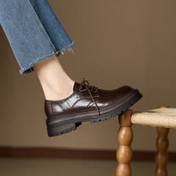 Genuine Leather Women's Oxford Shoes Luxury Handmade 2026 Autumn New Fashion British Style Elegant Black Casual Shoes Woman
