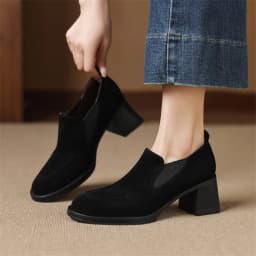 New Spring/Autumn Sheep Suede Women Shoes Fashion Retro Round Toe Shoes for Women High Heels Women Pumps Handmade Blue Loafers