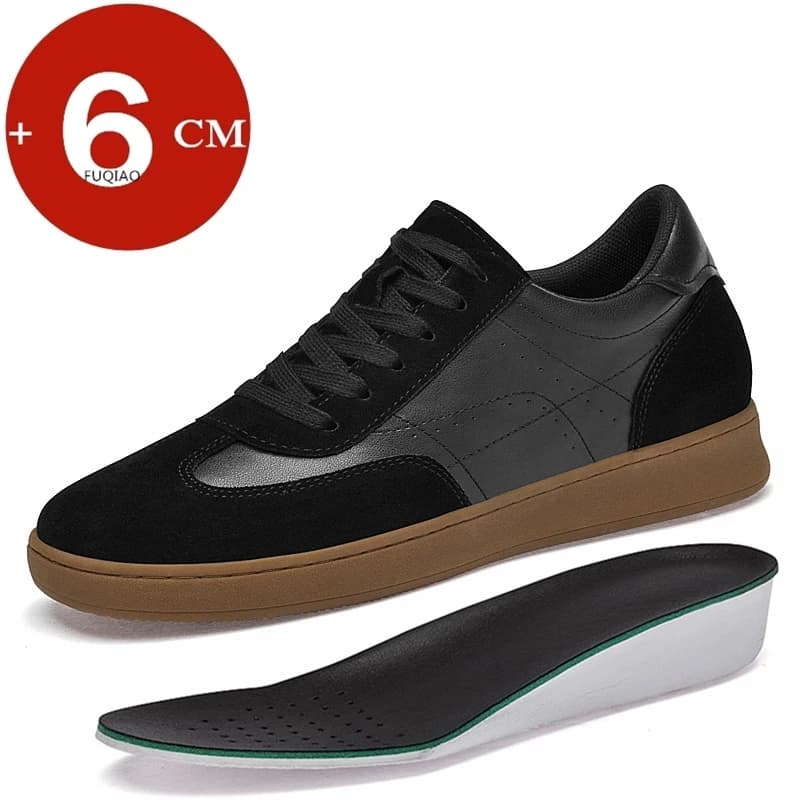 Man Vintage Elevator Shoes Height Increase Insole 6cm Taller Lift Sneakers Shoes Men Leisure Fashion Sports Casual Shoes