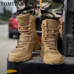 Man Tactical Military Boots Winter Men Work Safty Shoes Special Force Desert Combat Army Boots Outdoor Ankle Hiking Shoes