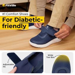 FitVille Men's Extra Wide Width Diabetic Shoes Lightweight Walking Casual Shoes for Swollen Feet Neuropathy Pain Relief