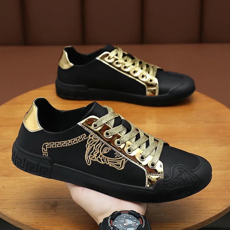 Men's Leather Shoes Casual Comfort Cricket Shoes Fashion Sneakers For Men Lightweight Driving Shoes