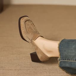 2026 spring summer women pumps natural leather 22-25cm kid suede+cowhide+pigskin round toe thick high heel loafers women shoes