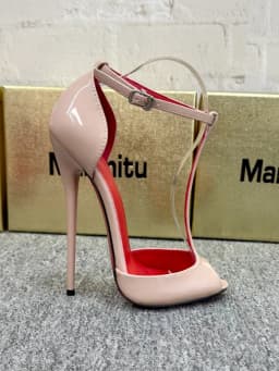New 12cm Pointed Slender Heel T-shaped Fish Mouth High-heeled Shoes with A Single Buckle and Exposed Toe Sexy Sandals