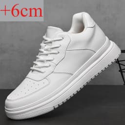 Men Genuine Leather Platform Sneakers Hidden 6-10CM Height Increase Lace Up Cushion Wearproof Street Casual Walking Skate Shoes