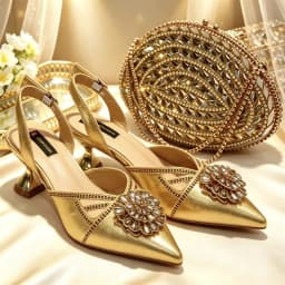 Elegant Italian Designer Women's Heel and Bag Set - Comfortable Red Shoes Adorned with Rhinestones for Parties