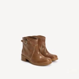 Women's causal dress brown/black ankle boots chunky heel leather round toe winter new in luxury designer booties comfy shoes