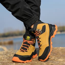 Waterproof Composite Toe Work Boots Puncture-Proof Non-Slip Breathable Comfort Fit for Warehouse Use Mne's Anti-smash Work Boots