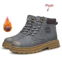 Men's High‑Top Combat Boots Retro Suede Work Ankle Boots Lace‑Up Thick Sole Non‑Slip Casual Outdoor Hiking Booties for Men
