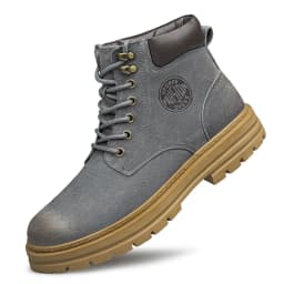 Men's High‑Top Combat Boots Retro Suede Work Ankle Boots Lace‑Up Thick Sole Non‑Slip Casual Outdoor Hiking Booties for Men