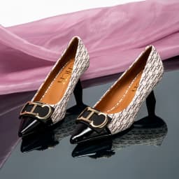 CHCH Women's Pumps Simple Retro Letter Printed Women's Shoes for Business Commute