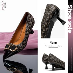 CHCH Women's Pumps Simple Retro Letter Printed Women's Shoes for Business Commute