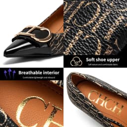 CHCH Women's Pumps Simple Retro Letter Printed Women's Shoes for Business Commute