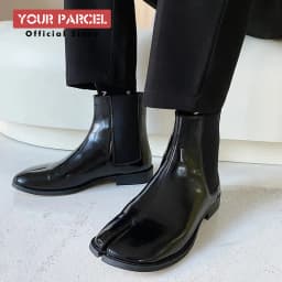 Men's split toe leather boots square toe leather shoes English style short boots women's Chelsea boots horseshoe shape