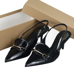 CH Women's Patent Leather Slingback Pumps Pointed Toe High Heels with Metal Buckle Fashion Dress Shoes for Wedding