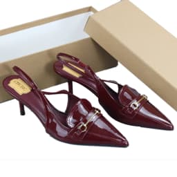 CH Women's Patent Leather Slingback Pumps Pointed Toe High Heels with Metal Buckle Fashion Dress Shoes for Wedding
