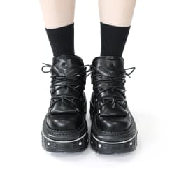 Gothic Ankle Rock Boots 2026 Woman Metal Decor Platform Sneakers New Punk Style Women Shoes Lace-up Shoes