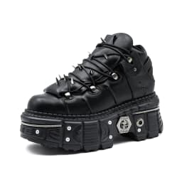 Gothic Ankle Rock Boots 2026 Woman Metal Decor Platform Sneakers New Punk Style Women Shoes Lace-up Shoes
