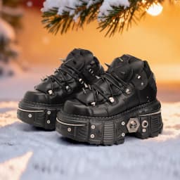 Gothic Ankle Rock Boots 2026 Woman Metal Decor Platform Sneakers New Punk Style Women Shoes Lace-up Shoes